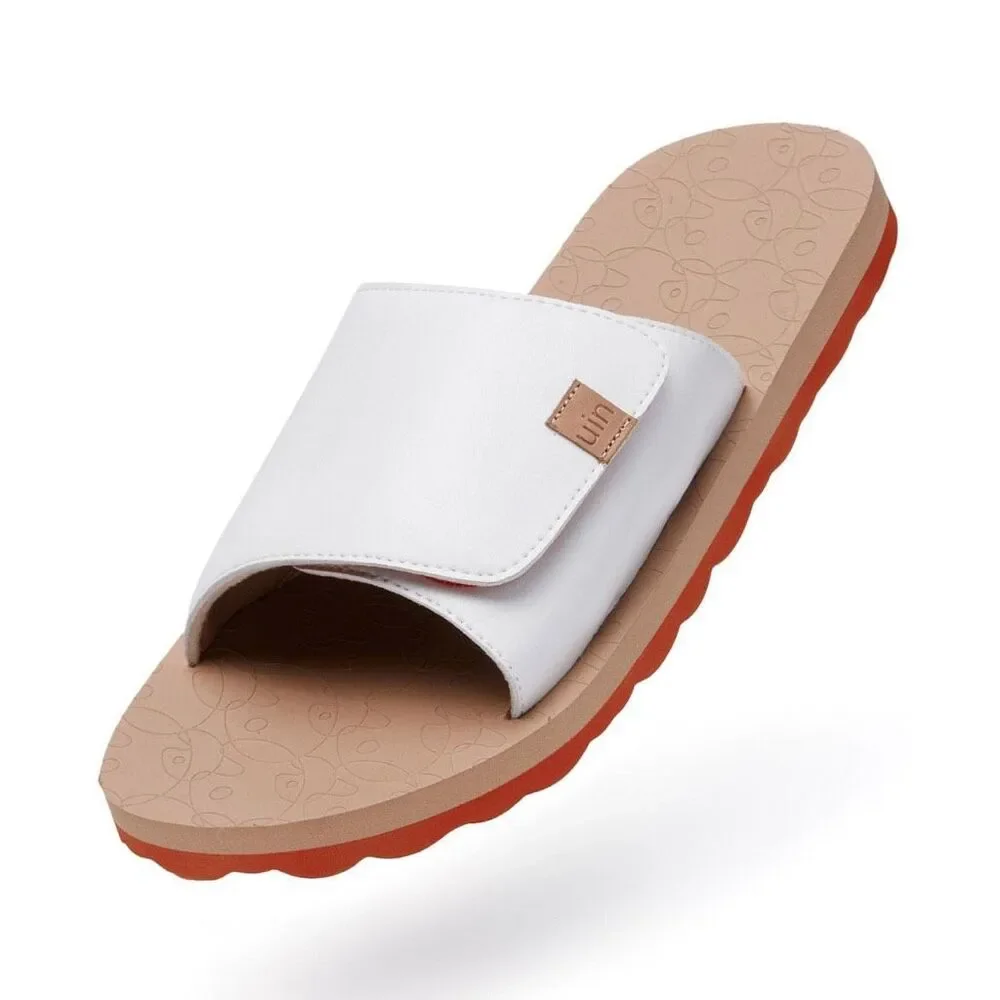 UIN Men's Sandals Beach Summer Casual Comfort Slippers (Pure White Blanes 3)